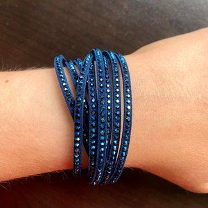 Metallic Blue Touchstone Crystal Wrap Bracelet